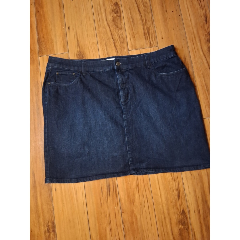 Y2k Croft & Barrow Womens Plus 18W Dark Wash Denim Mini Skirt Stretch Blue